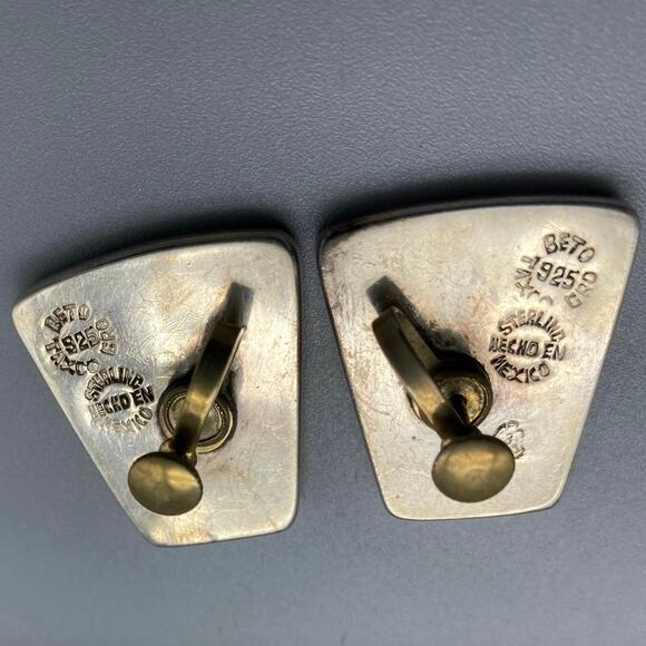 Vintage Sterling Black onyx Modernists
Earrings and‎ pendant Mid Century Beto - Picture 5 of 9